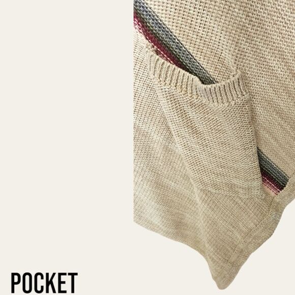 TORRID multi- color Soft Border striped open front Knit cardigan with pockets 2X - Picture 8 of 15